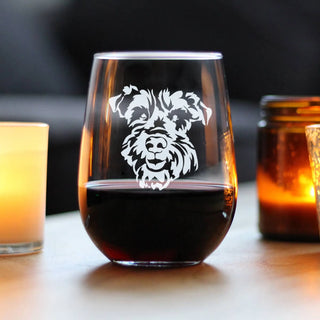 Schnauzer Face Stemless Wine Glass - Schnauzer Dog Gifts