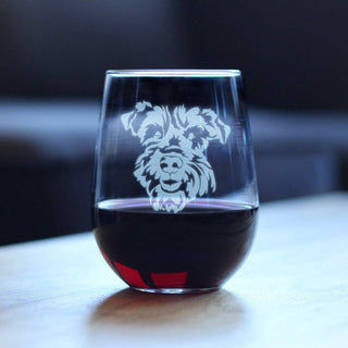 Schnauzer Face Stemless Wine Glass - Schnauzer Dog Gifts