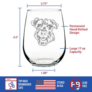 Schnauzer Face Stemless Wine Glass - Schnauzer Dog Gifts