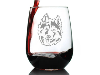 Siberian Husky Face Stemless Wine Glass - Dog Gifts