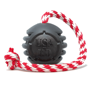 USA-K9 Magnum Black Stars and Stripes Ultra-Durable  Rubber Chew Toy, Reward Toy, Tug Toy, and Retrieving Toy