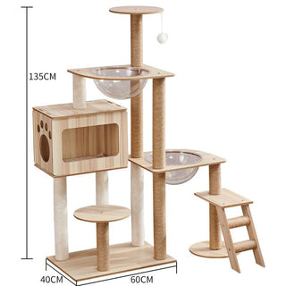 Space Capsule Cat Crawl Nest With Scratching Board - Wooden Pet Toy And Supplies-4