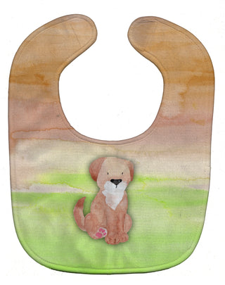 Dog Green and Brown Watercolor Animal Baby Bib