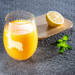 Stemless Wine Glasses Set of 2 by The Wine Savant - Puppy & Dog Lover Glass Gifts Etched Tumblers for Anniversary, Wedding, Home Bar Gifts (Corgi)-2