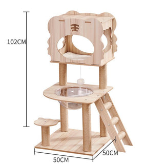 Space Capsule Cat Crawl Nest With Scratching Board - Wooden Pet Toy And Supplies-21