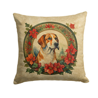 English Foxhound Christmas Flowers Throw Pillow-0