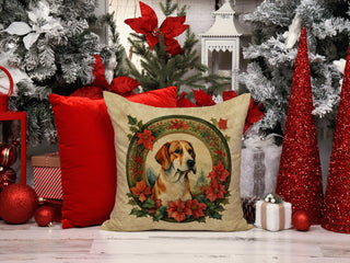 English Foxhound Christmas Flowers Throw Pillow-1