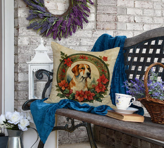 English Foxhound Christmas Flowers Throw Pillow-3