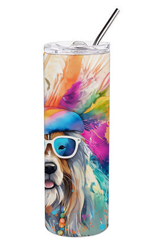 Bearded Collie Hippie Dawg Stainless Steel Skinny Tumbler-2