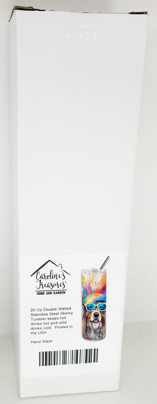 Bearded Collie Hippie Dawg Stainless Steel Skinny Tumbler-4