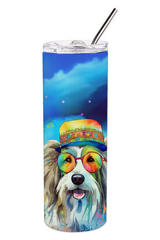 Bearded Collie Hippie Dawg Stainless Steel Skinny Tumbler-3