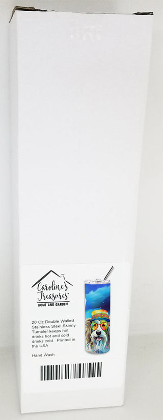 Bearded Collie Hippie Dawg Stainless Steel Skinny Tumbler-4