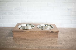 Dog Food Stand, Wooden Pet Feeder with Stainless Steel Bowls-3