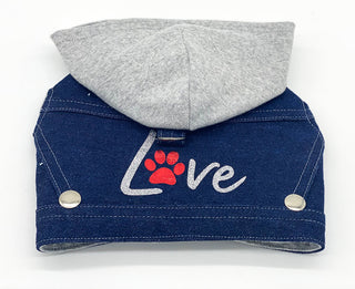 Denim Hoodie "Love" Harness Vest – Gray-3