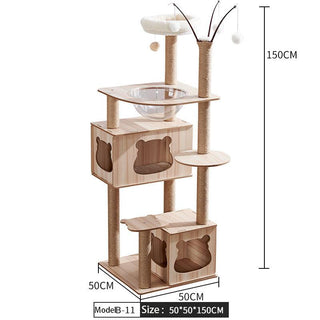 Space Capsule Cat Crawl Nest With Scratching Board - Wooden Pet Toy And Supplies-25