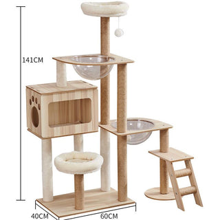 Space Capsule Cat Crawl Nest With Scratching Board - Wooden Pet Toy And Supplies-28
